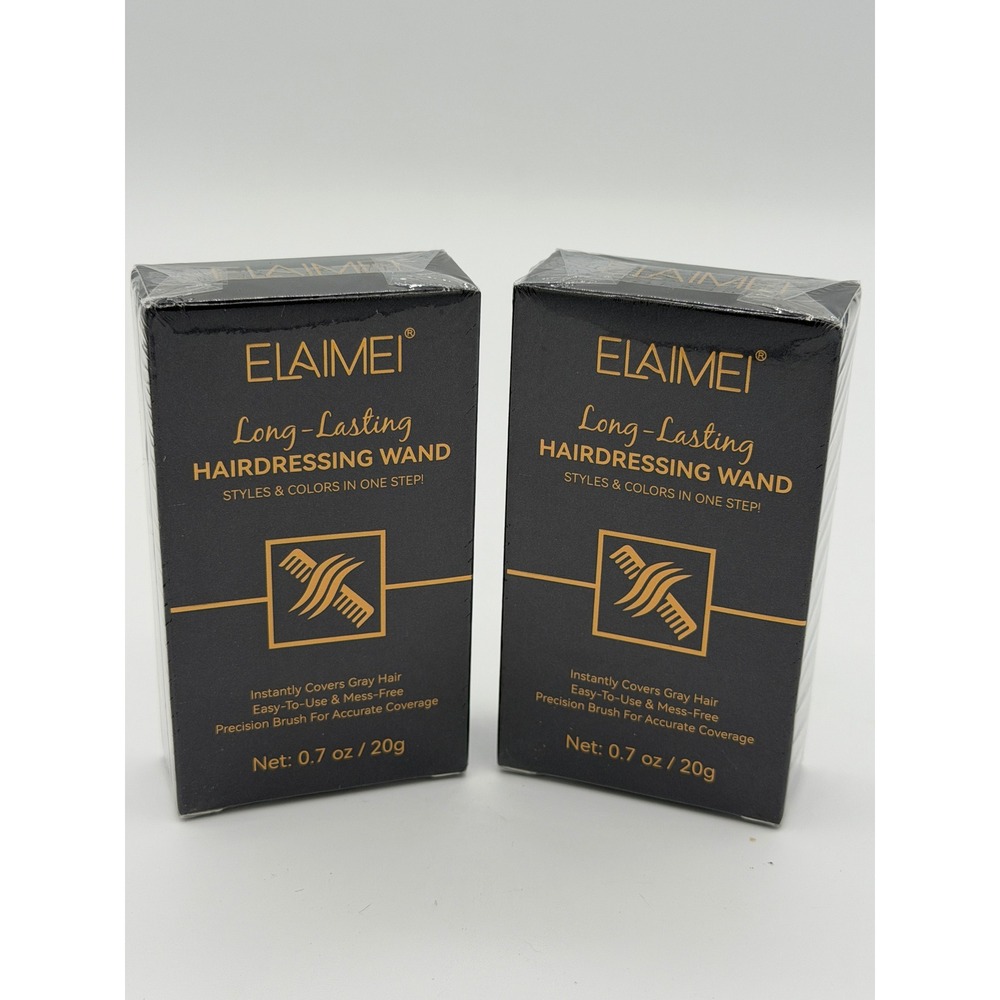 2pk ELAIMEI Long-Lasting Hairdressing Wand 01# Black Hair Touch-Up Gray Cover
